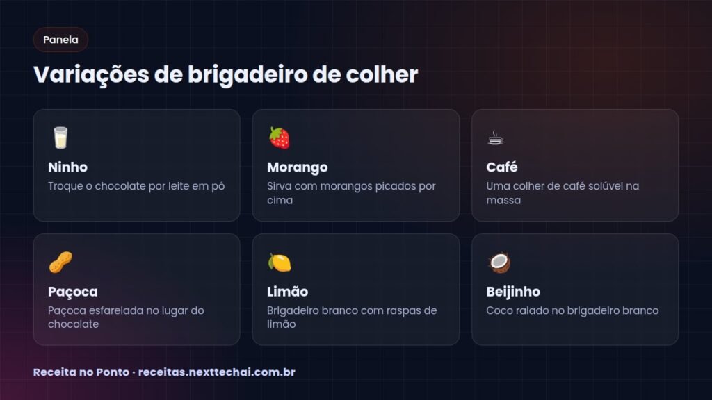 Variações de brigadeiro de colher