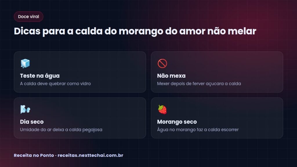 Dicas para a calda do morango do amor não melar