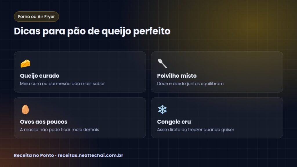 Dicas para pão de queijo perfeito